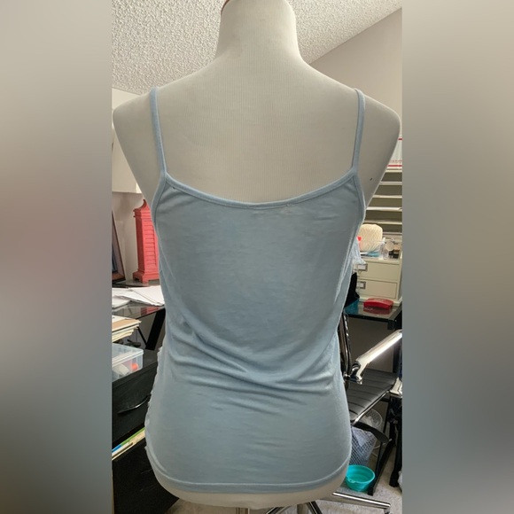 NT, NWOT Made In Italy, 100%  pale Blue 100% Silk Tank Top., dress up or down. M - Picture 2 of 6
